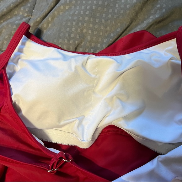 Summer Mae red swim suit tankini top only ruffles maternity size large - Picture 4 of 6